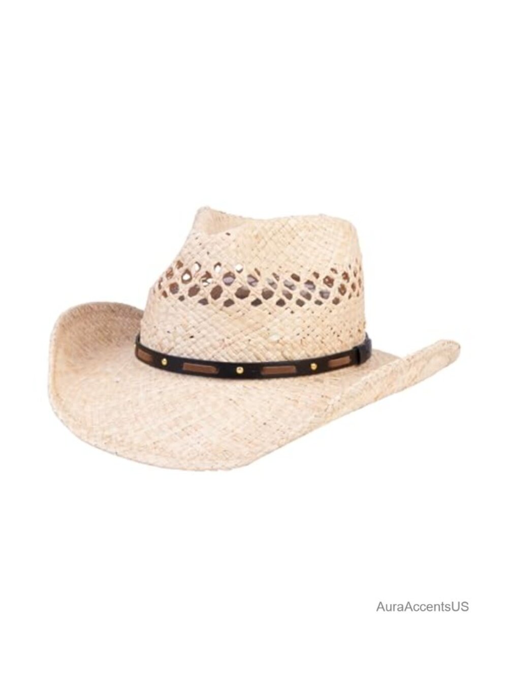 Straw Cowboy Hat Western Rancher Hat Sun Protection Adjustable Fits M-L